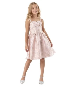 Rare Editions Girls Sleeveless Organza Dress Blush Size 7 - Picture 1 of 6