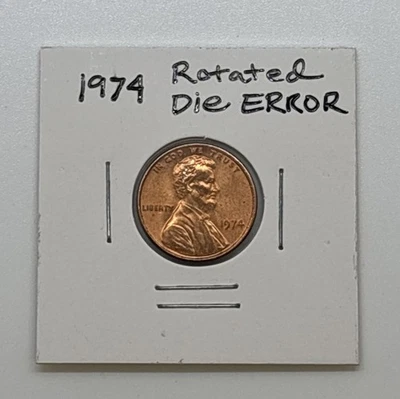 1974 Lincoln Memorial Cent Penny Rotated Die Error FULL RED Nice Coin - Image 1 of 4