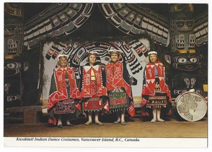 Vancouver Island BC Canada Postcard Kwakiutl Indian Dance Costumes - Picture 1 of 2