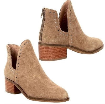 Botines abiertos Chelsea y violeta Kelli de gamuza tostada talla 9 m Foto 1 de 4