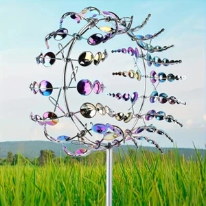 Kinetic Metal Windmill 3D Wind Powered Kinetic Sculpture Lawn Metal Wind Spinner - Picture 1 of 4
