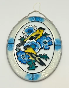 Joan Baker Designs Hand Painted Yellow Goldfinch Hanging Glass Window Suncatcher - Picture 1 of 6