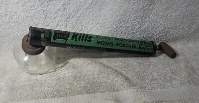 Pulverizador de bandeira preta antigo cores raras verde e preto com tigela transparente - Imagem 1 de 3