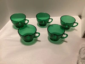 5-Vintage Anchor Hocking Forest Green Glass Punch Cups 4oz - Picture 1 of 13