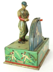 1950's Champion All Stars Mechanized Baseball Player Tin Litho Toy - Picture 1 of 11