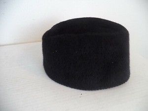 Men's Black Handmade African Traditional Fur Perch Hats. One Size. 20 Inches Cir