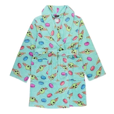 Girls Baby Yoda Robe Bathrobe Pajamas Cover Star Wars Mandalorian 4 6 8 10 12 - Image 1 of 2