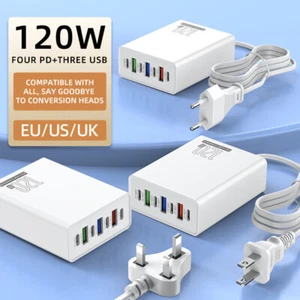 120W USB Type-C Desktop Phone Charger PD Fast Charging Power Station For IPhone - Zdjęcie 1 z 15