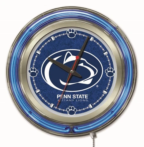 Penn State Nittany Lions HBS Neon Blue College Battery Powered Wall Clock (15") Cover