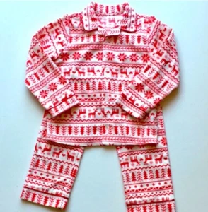 Fair isle red white fleece pajamas 5T - Picture 1 of 1