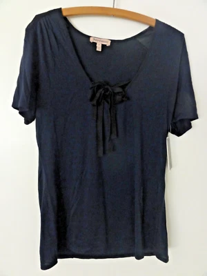 Juicy Couture шелковая блузка рубашка Sz S новый с Ярлыками темно-синий с черными галстуками - Изображение 1 из 4