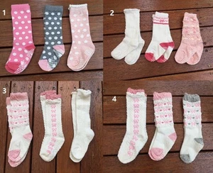 SET of 3 × Gorgeous Frill Toddler Kids Girl Skid Cotton Socks 1-3 years old - Picture 1 of 15
