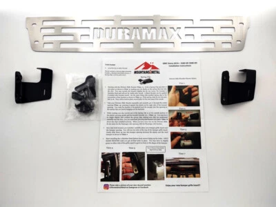 Inserto de rejilla de parachoques Duramax de acero inoxidable cepillado para GMC Sierra 2015-2019 Foto 1 de 4