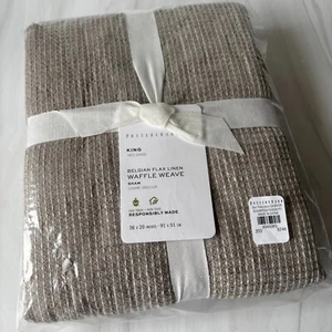 Pottery Barn KING Belgian Flax Linen Waffle Weave Sham 36" x 20" Eucalyptus - Picture 1 of 6