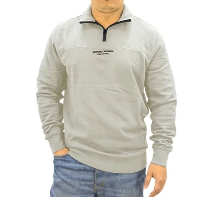 Weekend Offender Mens Sweatshirt Quarter Zip Pullover Plain Jumper  Cotton - Image 1 of 4