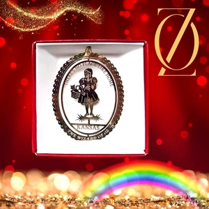 Wizard of Oz Brass Ornament No Place Like Home Dorothy in her Ruby Slippers Toto - Picture 1 of 5