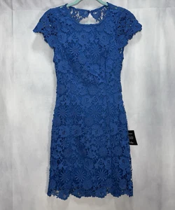 NEW! Lulu’s Romance Language Women’s Size Small Blue Backless Lace Dress - Picture 1 of 8