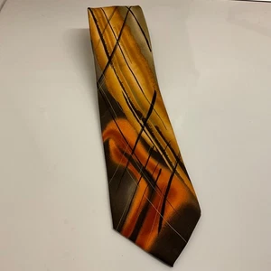Corbata J. Garcia De Colección Desert Storm colección cincuenta y ocho 100% seda dorada/marrón usada en excelente estado - Imagen 1 de 4