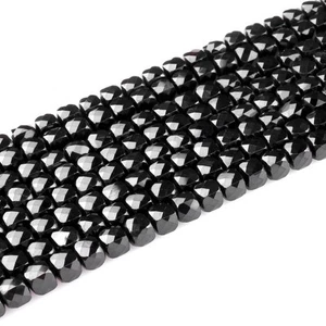 Cubo facetado pequeño natural de 4 mm cuadrado cuentas de espinela negra para hacer joyas hágalo usted mismo - Imagen 1 de 10