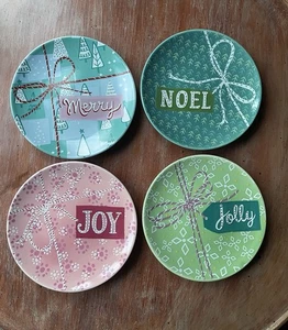 "Juego de 4 platos de aperitivo de gres redondo cooperativo creativo de 5"" vacaciones de Navidad" - Imagen 1 de 2