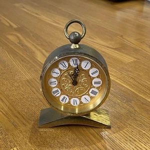 Antiguo reloj despertador Imhof dorado - Imagen 1 de 5