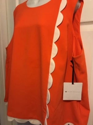Victoria Beckham 3x new scalloped orange white top blouse shirt - Image 1 of 4