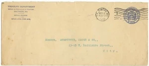 1909 Baltimore Maryland Treasury Department Office Of Collector Of Custons PSE - Bild 1 von 1