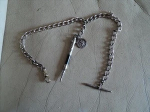 Antique Albert Pocket Watch Chain with Propelling Pencil & Silver St Christopher - Picture 1 of 7