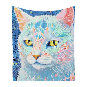 Cool Cat Flower Cozy Bedspread Sofa Lounge Throw Blanket Holiday Birthday Gift - Picture 1 of 19
