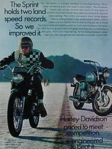 1968 HARLEY-DAVIDSON SPRINT SS & H Motorcycle Ad - Bild 1 von 1