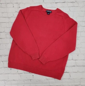 Vintage Red Sweater Lands' End Youth Size Large 14-16 100% Cotton Camping Hiking - Picture 1 of 6