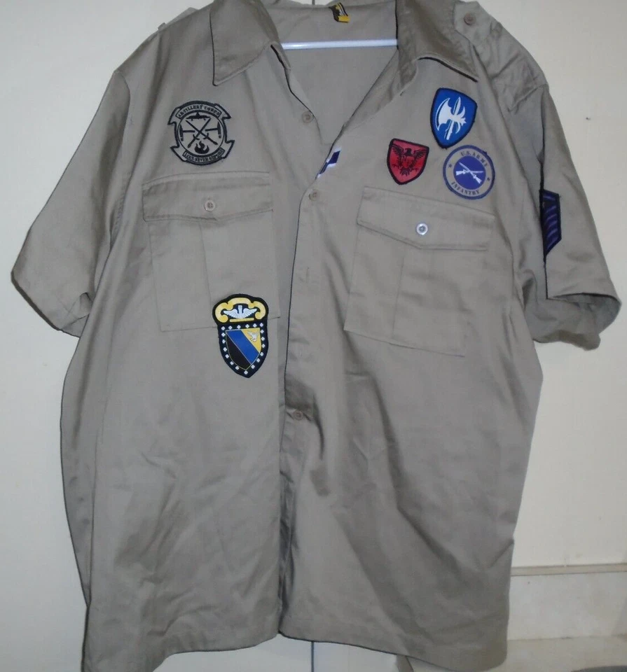 Camisa de manga corta Artillery Corps azul crudo para hombre color tostado, 5XL  Foto 1 de 3