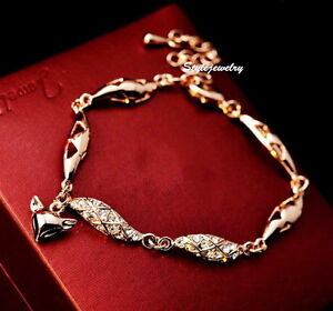 Rose Gold Filled Made with Swarovski Crystal Women Fashion Fox Bracelet T11