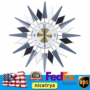 23.6 Inch Large Retro Metal Art Clock Mid Century Modern Wall Vintage Wall Clock - Picture 1 of 12