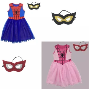 Spider-man Kids Dress Spider-Girl Cosplay Costume Party Skirts+Mask Halloween - Picture 1 of 14