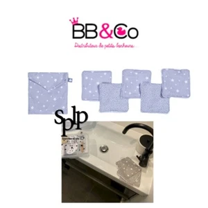 BB & CO 5 Salviette 10x10 Cm + Pochette Assortita Stella Grigio/Bianco Nuovo - Picture 1 of 1