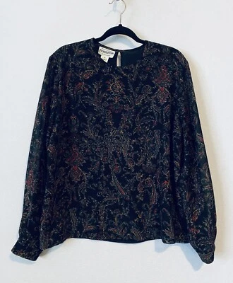 Pendleton Top Mujer 16 Floral Cachemira Manga Larga Pullover Gasa Cerradura Trasera Foto 1 de 4