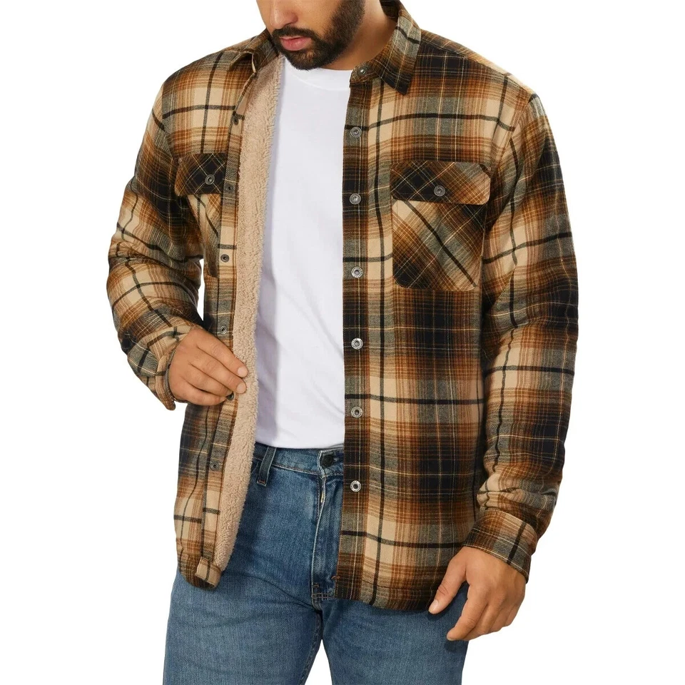🧥 Grizzly Mountain Men’s Flannel Sherpa lined Shirt Jacket Plaid New with Tags - Image 1 of 1