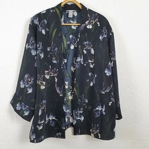 H&M Womens Black/Grey Iris Floral 3/4 Sleeve Jacket Size EUR 38 - Picture 1 of 6