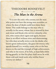 Theodore Roosevelt - The Man In The Arena - 11x14 Unframed Typography Book Page 
