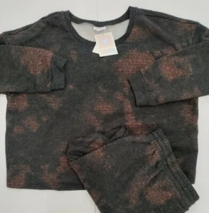 LuLaRoe Women's 2XL Sweat Suit Track Set 2 Piece Gray Fleece Jogger Tie Dye New - Picture 1 of 13