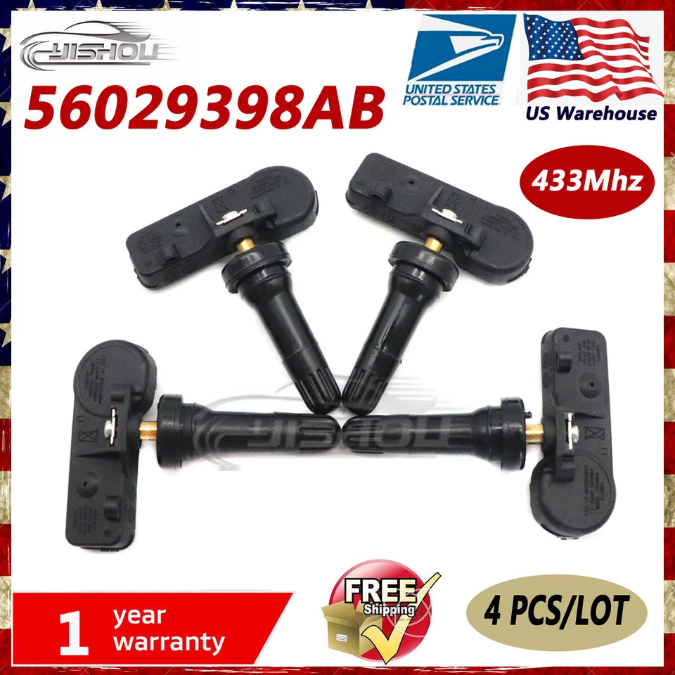 4pcs Tire Pressure Sensor TPMS For Jeep Wrangler Grand Cherokee Challenger Dodge - Image 1 of 4