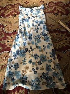 FLP Vintage Floral Print Dress Size 6 Blue white - Picture 1 of 5
