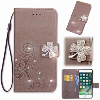 Pattern Leather Bling Card Wallet Magnetic Case Cover For Samsung Galaxy Phones/ - Image 1 of 4