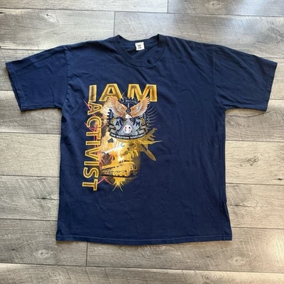 Camiseta De Colección Union Line USA Maquinistas Trabajadores Aeroespaciales UFCW Gráfica XL Azul Foto 1 de 4