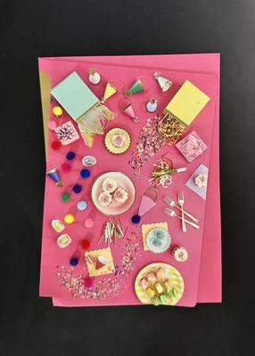 * TARJETA DE FELICITACIÓN DE FELIZ CUMPLEAÑOS * IMPRESIONANTE ARTE/TEXTURA/BRILLO/COLORES EN PAPEL LEVANTADO Foto 1 de 3