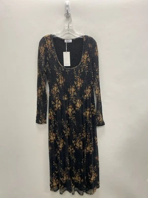 Maxi Vestido Floral WORTH Talla XL Negro Tostado/Naranja Damas Foto 1 de 2