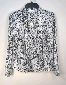 NUEVO CON ETIQUETAS Blusa Calvin Klein Mujer Estampado Piel de Serpiente Pequeña Mediana Mangas Largas Carrera - Imagen 1 de 5
