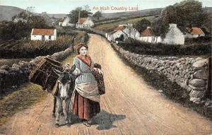 # K2407 DAMA IRLANDESA CON UN BURRO POSTAL, IRLANDA - Imagen 1 de 2