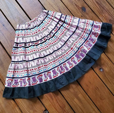 Falda vintage años 50 60 S rosa negro seta árbol pájaro hada boho pradera Foto 1 de 4